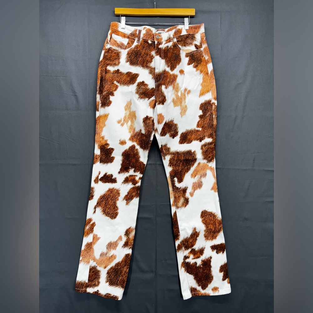 WeWoreWhat Jeans - Brown and White Cow Print